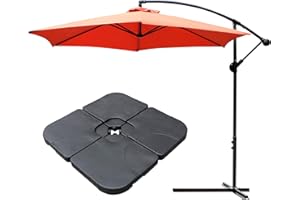 All Seasons Gazebos Ross James premium garden parasol umbrella with crank handle including base weight (Red)