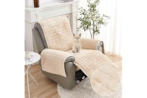 Fansu Funda de Sillón Relax 1 Plaza, Felpa Gruesa Jacquard Acolchado Funda Cubre sofá Sillón Relax Funda Reclinable, Sofá Protector para niños, Mascotas, Perros, Gatos (Beige,1 Plaza)