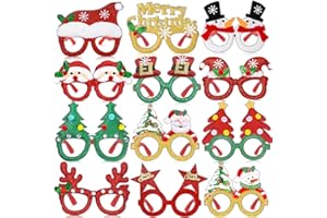 XUNIVERS Occhiali Natalizi,12 Pcs Bicchieri per le Feste di Natale,Oggetti di Scena per Foto di Natale,Decorazioni Natalizie Creative,Per Feste Decorazione Per Bambini E Adulti,Festa Di Maschera