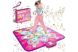 Evereden Dance Mat Toys Birthday Gifts for 3 4 5 6 7 8-12 Year Old Girls, Princess Theme Music Dance Pad with 7 Game Modes, Adjustable Volume, LED Light (pink)