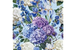 CHDITB Colorful Hydrangea Flowers Wallpaper,Floral Wallpaper Self Adhesive(44x300cm),Blue Hydrangea Iris Wildflowers Wall Paper Stick on,Vintage Flower Wall Stickers for Bedroom Kitchen Cabinets
