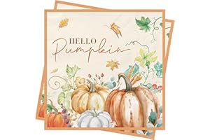 AFYHH 40Pcs Thanksgiving Fall Autumn Pumpkin Napkins Thanksgiving Table Decorations Halloween Napkins Autumn Leaves Paper Napkins Autumn Decor Thanksgiving Harvest Party Accessories Supplies 33 * 33cm