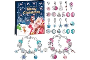 KAZATE Adventskalender 2024 Kinder Mädchen, Weihnachtskalender Schmuck, 24 Füllung Basteln Charms Armbänder Kit, Weihnachten Geschenk Teenager 6 7 8 9 10 11 12 Jahre, Blau Rosa (Rosa+Blau)
