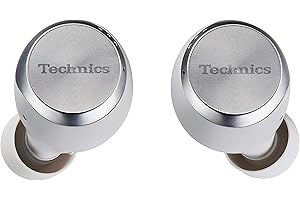 Technics EAH-AZ70 bezprzewodowe słuchawki douszne z redukcją szumów (przetwornik 10mm, mikrofon MEMS, zgodność z asystentami głosowymi), srebrne