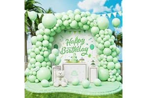 ROXISTAR Palloncini Verdi Pastello, 143 Pezzi Dimensioni Diverse Macaron Verde Arco di Palloncini Kit con Nastro per Ragazze Donne Festa di Compleanno Fidanzamento Matrimonio Battesimo Baby Shower Decorazioni