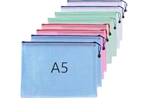 OJUSSA A5 Plastic Wallets File Folder Zip Lock Bags Document Wallet File Zipper Bags for Office Home School Supplies 8Pcs