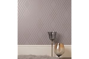 GAULAN 680905 - Papel pintado lavable geométrico moderno con líneas metalizadas para pared salón dormitorio comedor cabecero cama - Rollo de 10 m x 0,53 m