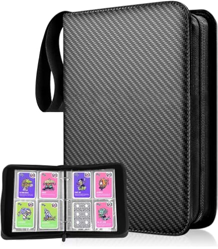Album Raccoglitore Per Carte Da Collezione - 400 Tasche, 50 Pagine Rimovibili, Con Chiusura Lampo, In Pelle PU, Portatile - 2