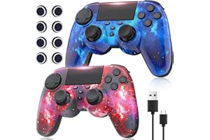 TURPOW 2Pcs Wireless Controller For PS-4 Compatible with PS-4 Pro/Slim/PC with Enhanced Joystick/Dual Motor Vibration/ 6-Asix Sensor/Led Touchpad/Audio Function/USB Cable