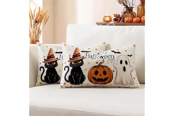 Artscope Halloween kuddfodral 40 x 60 cm, set med 2 höstörngott halloween kuddöverdrag för soffa vardagsrum högtid fest höst