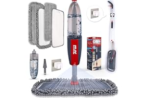 BUUROOHM Mocio Lavapavimenti a Spruzzo Spray Floor Mop Mocio Lavapavimenti con Bottiglia Ricaricabile da 360ML e 4 Panni Lavabili per la Pulizia di legno, Laminato, Legno, Ceramica Pavimenti
