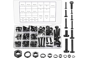 SYBDXJ Juego de tornillos hexagonales, tuercas y arandelas, 180 piezas, tornillos para máquinas, tornillos roscados con tuercas hexagonales y arandelas variadas, métrico M4/M5/M6/M8/M10
