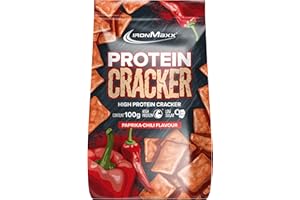 ‎IRONMAXX IronMaxx Protein Cracker - Paprika Chilli 100g | Knuspriger und zuckerarmer Snack mit 21% Eiweiß | Gebacken und nicht frittiert