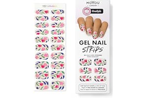 MOYOU LONDON Semi Cured Gel Nail Strips, 20 Pc. Gel Wraps for Nails, Get 1 Free UV Lamp When You Get 3 or More, Easy Apply & Remove for Salon-Quality Manicure -Nailjob 01