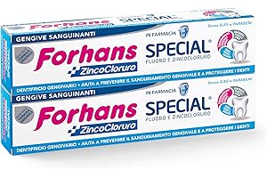 Forhans, Dentifricio Special, Dentifricio per Gengive con Zinco Cloruro, per Infiammazioni Gengivali, Azione Antisettica, Antibatterica e Antinfiammatoria, per Igiene Orale, Gengive Sane, 2x75 ml