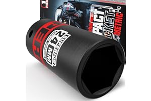 KIRXST 1/2" Drive 24mm Deep Impact Socket, 6 Point CR-V Deep Socket, 78mm Length, Auto Trucks Car Tires Repairing DIY Mechanic Tool