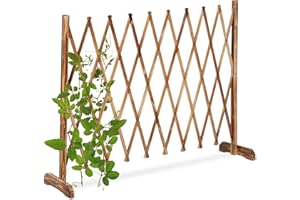 Relaxdays Reja Trepadoras Madera, Soporte Enredaderas Extensible hasta 275 cm, Celosía de Pie, Jardín o Terraza, Natural