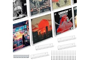 JMIATRY 8 Stück Schallplatten Wandhalterung, 12inch Schallplatten Aufbewahrung Acryl, Schallplattenständer für Vinyl Platten, Fotos, Bücher, Kunstwerke - 30.5x4.3x4.3CM