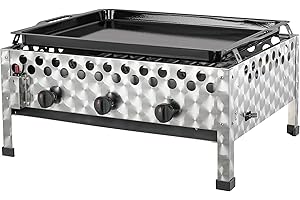 tepro Gasgrill Wurstbräter mit Grillpfanne, 3 Edelstahl-Brenner je circa 4 kW, Grillfläche circa 56,5 x 46,5 cm, Maße circa 60 x 54,5 x 28,2 cm