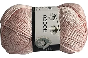 filati italiani Cotone Fiocco. 100% Cotton, 50g (125m) per Uncinetto e Maglieria (Confetto - 7306)