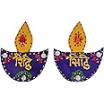 Jaipuri haat Riddhi Siddhi Dia in Wooden and kundan Minakari Cone Work Diwali Decoration