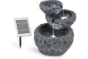 Blumfeldt Murach - Fontaine Solaire en Cascade, Fontaine de Jardin, éclairage LED, Panneau Solaire 2kW, Patterie 2000mAh, en polyrésine résistante au Gel