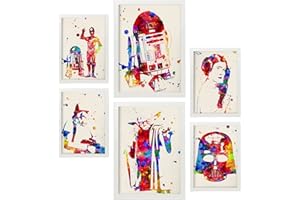 Nacnic Star Wars Postern. Aquarell Illustrationen klassischer Science Fiction Geschichten und Filme. Innenarchitektur und Dekoration. A4 & A3 Weiße Rahmen.