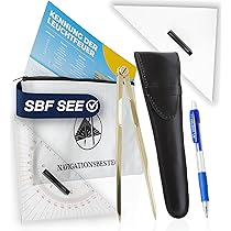 3-teiliges Marine-Navigationsset - Parallellineal, Winkelmesser & Trennwand