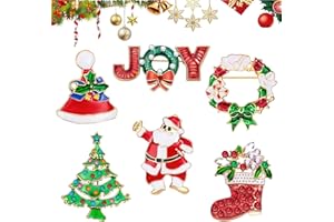MELLIEX 6 Pezzi Spilla di Natale Pin en Metallo con Strass Natale Tema Spilla Pin in Cristallo per Decorazioni Natalizie