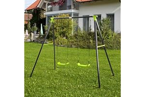 Baby Vivo Niños Columpio de Jardín Doble Columpio Juguete Infantil Set Aire Libre Columpio hasta 100 kg