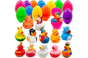 Lubibi Huevos De Pascua De Patitos De Goma para Niños - 12 Piezas Precargados con Juguetes Sorpresa, Regalos para Búsqueda De Pascua
