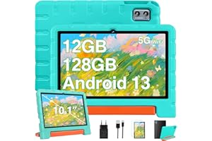 ZIOVO Tablet 10 Pulgadas Android 13 Tablets,Tablet Niños/Tablet Familiar 12GB RAM+128GB ROM+TF 1TB, 5G WiFi, 8 Cores 2.0 GHz, BT 5.0, 5MP+8MP, Kids Space con EVA Caso-Vert