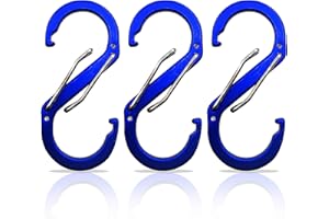 Holesto S-Biner - Juego de 3 mosquetones normales, con gancho a presión, mosquetón de aluminio de 66 mm, para camping, senderismo, pesca, viajes o deportes.