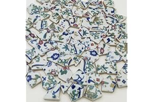 ANKTILY 500 g gebrochene Keramik-Porzellan-Mosaikfliesen zum Basteln, unregelmäßige blaue und weiße Porzellan-Mosaikstücke für DIY-Vasen-Mosaikprojekte (Medium 9)