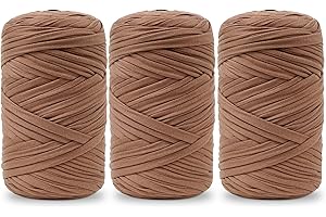 Vincona Fettuccia per Borse a Uncinetto 3x200g, Cordino per Borse Uncinetto, Adatto per Borse all'uncinetto, Cestini, Arazzi, Decorazioni per la Casa, Artigianato fai da te-Marrone scuro 13