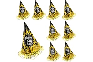 MICJLLT 9 Pcs New Years Eve Hats Party Accessories for 2026,New Years Eve Oranment with Black and Gold Elegant for 2026 Party Photo Suppile,Nye Hats Kit Headwear Paper Photo Props for Home Decorations
