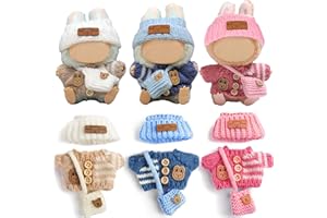 DOLLBIE Total 3 Sets Knit 17cm Dolls Clothes and Accessories Include 3 Hat, 3 Sweater, 3 Bags -Soft & Stylish Costume Accessories (Doll Not Included)