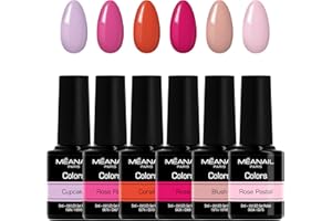 MEANAIL Méanail Paris • Cofanetto 6 Smalti Semipermanenti per Unghie Gel UV LED • Set Pink Sparkle da 6 Colori Manicure Pedicure Nail Polish Soak Off • Vegan & Cruelty Free Norme CE Europee