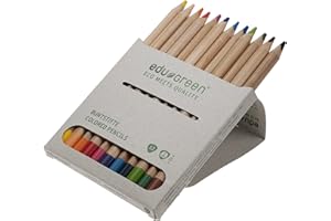 ‎EDU GREEN eduGREEN® – 12-farbiges Buntstifte-Set mit 5mm Qualitätsmine in Graskarton-Schachtel. Holz aus zertifiziertem Anbau, behandelt mit wasserlöslichem Lack und biologisch abbaubarer Prägefolie