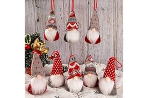 LEIPPLE Christmas Gnomes Hanging Ornaments Set of 8, Swedish Gnome Handmade Plush Santa Elves Christmas Tree Hanging Decorations Xmas Decorations