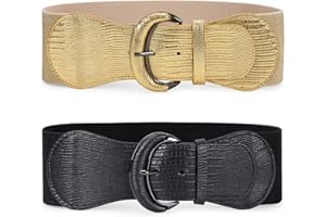 WERFORU Women Stretchy Wide Waist Belt, Ladies Fashion Elastic Belts with Hook Buckle for Dress Jumpsuit Long shirt Long coat