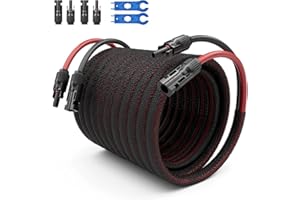 PJERJZN Solarkabel-Verlängerungskabel 4mm²/6mm² (1,5-15m) PV-Kabel mit geflochtenem Mantel - Abriebfest, UV-beständig, flammhemmend und hocheffizient, für Solaranlagen im Freien (6mm², 15m)