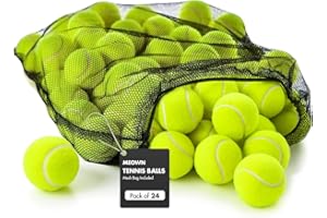 Meown Tennis Balls - Pack of 12,24,36,48 | Ideal for Sports, Dog Training & All Courts | Mesh Bag Included | Pressureless Practice Balls
