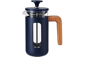 La Cafetière Pisa Cafetière, 3-Cup/35ml, Heat-Resistant Borosilicate Glass and Stainless Steel with Easy-Grip Plunger, Small French Press Coffee Maker for Loose Tea and Ground Coffee, Navy