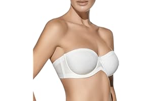 Selene, Sujetador Mujer de Banda Alta, con Aros y Copas Decoradas, Sin Tirantes y Sin Relleno, Colección Sandra