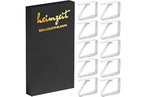 heimzeit Tischdeckenklammern aus hochwertigem Edelstahl [10 Stück, 4 cm] Farbe: Weiß, Tischtuchhalter für draußen und drinnen,Tischtuchklammern für Tische mit max. Plattenstärke von 3 cm