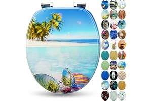 SANFINO® Premium Abattant WC en Bois avec Frein de Chute, qualité supérieure, Nombreux Motifs colorés, Confortable, Installation Facile, Notice de Montage Incluse – „Hawaii