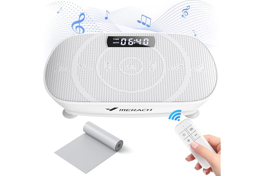 MERACH Vibration Plate, Whole Body Workout Powerful Quiet Vibration Plate Exercise Machine for Weight Loss and Shaping, Auto or Manual Speed Control, Built-in Bluetooth Speaker