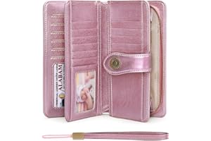 SENDEFN Monederos para Mujer Cartera de Mujer de Gran Capacidad de Cuero,con 24 Ranuras para Tarjetas con RFID Bloqueo Largo de Cremallera Carteras para Mujer