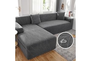 AYUOEODM Pokrowiec na sofę do narożnika w kształcie litery L, wodoodporny pokrowiec na sofę 3-, 2, 4, 1-osobową, 2024, nowy, antypoślizgowy, na siedzisko sofy z elastycznymi paskami, uniwersalny,